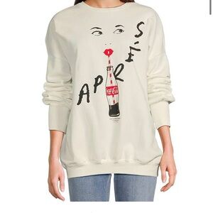 The Laundry Room Art Apres Coca-Cola Lips Graphic Relaxed Crewneck Sweatshirt